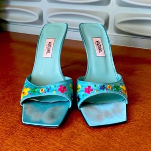 Vintage Moschino Silk Embroidered Sandals